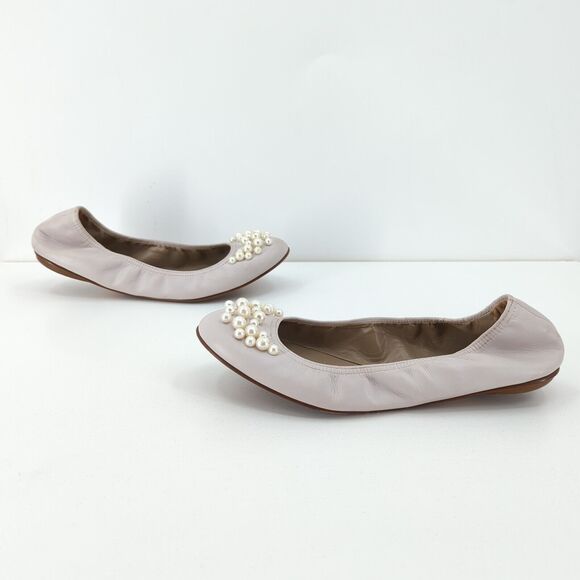 Valentino Garavani Women EU 36 Ballet Flats Pale Pink Leather Pearl Embellished - Picture 9 of 12